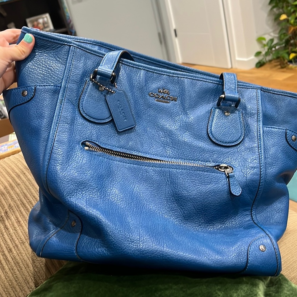 Coach Mickie Blue Leather Tote Bag from smoke free home!